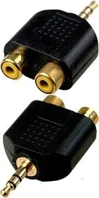 2-210G, переходник 3.5мм штекер стерео - 2 x RCA гнездо пластик