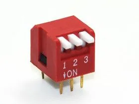 SWD3- 3 (DP-03L), DIP переключатель 3pin угловой красный с выступающим движком