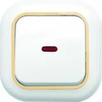 Выключатель 1-кл. СП Валентина 10А IP20 С16-068 с индик. бел./зол. Кунцево 7646