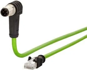 142M4D95010, Датчик Кабеля, 90 M12 Plug to RJ45 Plug, 1 м, 3.3 фут