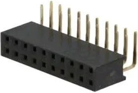 PBD-20R (DS-1024 - 2x10 - R), Гнездо на плату 2.54мм 2х10 угловое