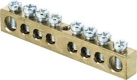 Шина PEN ноль-земля 6х9 8 отвер. латунь крепеж по центру PROxima EKF sn0-63-08