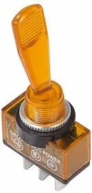 36-4372, Тумблер 12V 20А (3c) ON-OFF однополюсный с желтой подсветкой