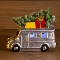 505-019, Керамическая фигурка Автобус с елкой 19*9*16 см