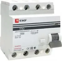 Устройство защитного отключения УЗО ВД-100 4P 40А/30мА (электромеханическое) EKF PROxima