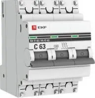 Автоматический выключатель 3P 63А (C) 4,5kA ВА 47-63 EKF PROxima