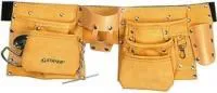 38512, Пояс STAYER MASTER для инструментов, кожаный, 10 карманов, 3 подвески