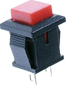 PBS-15B red, Кнопка квадратная без фиксации OFF-(ON) (1A 250VAC), красная