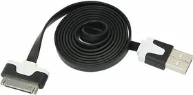 18-1980, USB кабель для iPhone 4 slim шнур плоский 1 м черный