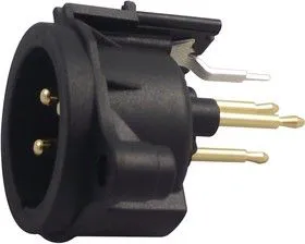 NC3MAV, Аудио разъем XLR, 3 контакт(-ов), Штекер, Монтаж на Печатную Плату, Контакты с Покрытием из Золота