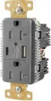 USB20AC5GYWR, USB CHARGER RCPT, 2PORT, 20A/125V, GRY