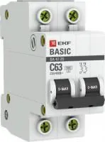Автоматический выключатель 2P 63А (C) 4,5кА ВА 47-29 EKF Basic