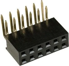PBD-12R (DS-1024 - 2x6 - R), Гнездо на плату 2.54мм 2х6 угловое