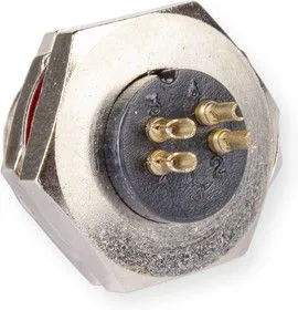 HYR-2201 4P/G, Разъем MINI DIN 4P, на панель, пайка (С КРАСНОЙ ПРОКЛАДКОЙ С ПОЗОЛОЧЕНЫМИ КОНТАКТАМИ)