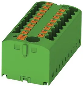 PTFIX 6/18X2,5 GN, Клеммная колодка с перегородкой в панель, 24 А, 500 В, 19 полюсов, 9, Вставной, 12 AWG