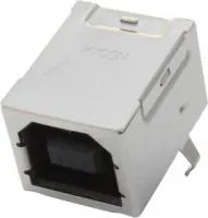 KUSBX-BS1N-B, Разъем USB, USB Типа B, Гнездо, 4 вывод(-ов), Монтаж в Сквозное Отверстие, Прямой Угол