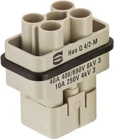 09120063041, Разъем для тяжелых условий, Han Q Series, Insert, 6 Contacts, Штекер