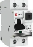 Выключатель автоматический дифференциального тока С 6А 30мА тип А 6кА АВДТ-63 (электрон.) PROxima EKF DA63-6-30e