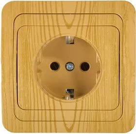 SV-54105-A, Розетка СВЕТОЗАР ГАММА с заземлением, одинарная, цвет ольха, 16А/~250В