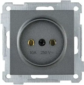 Механизм розетки СП BOLERO РС10-1-0-Б 10А без заземл. антрацит ИЭК ERB10-K95-10