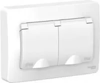 Розетка 2-м СП BLANCA 16А 250В с защ. крышкой защ. шторки с заземл. IP44 бел. SchE BLNRS441121