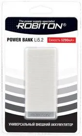 ROBITON POWER BANK Li5.2-W 5200мАч белый BL1, Универсальный внешний аккумулятор