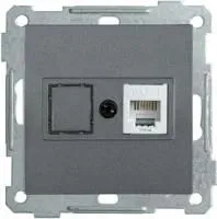 Механизм розетки телеф. СП BOLERO РТ12-1-Б RJ12 антрацит ИЭК ETB10-K95