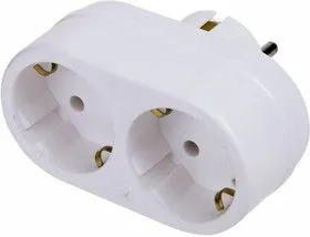 11-1075, Двойник электрический 16 А с заземлением белый