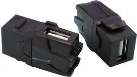 KCUAA290BK, Адаптер USB, 90, Гнездо USB Типа A, Гнездо USB Типа A, USB 2.0, Медный Сплав