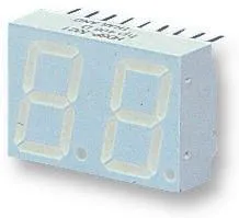 HDSP-523E, 7-сегментный светодиодный дисплей, Красный, 20 мА, 2.05 В, 4 мкд, 2, 14.2 мм