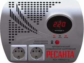 АСН-1000Н2/1-Ц, Стабилизатор напряжения релейный, 220В8%, 1 кВт, настенного исполнения, 2 розетки