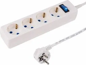 11-9523, Сетевой фильтр 4 гнезда 1.5 м,3х0,75 мм с/з STANDART белый