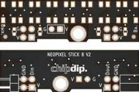 Печатная плата Neopixel stick 8 v2, Печатная плата с разводкой, FR4 12.8х41.9мм (1.5мм, 18мкм)