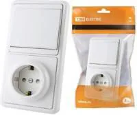 SQ1813-0001, Блок комбинированный БКВР 1-но кл. выкл + розетка 2П+З с з/ш