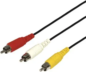 17-0207, Шнур 3 RCA - 3 RCA, длина 10 метров, черный