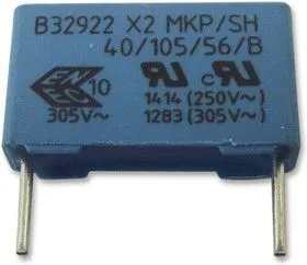 B32924D3335K000, Конденсатор Безопасности, 3.3 мкФ, X2, B32924D Series, 305 В, Metallized PP