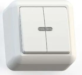 Выключатель 2-кл. ОП Оптима 10А IP20 А510-387 с монтажной пластиной с инд. бел. Кунцево 8004
