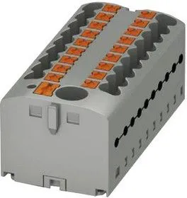 PTFIX 6/18X2,5 GY, Клеммная колодка с перегородкой в панель, 24 А, 500 В, 19 полюсов, 9, Вставной, 12 AWG