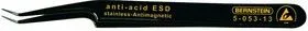 5-053-13 SMD, Пинцет антистатический, изогнутый, заостренный,110мм