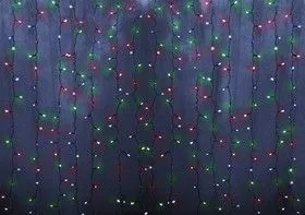 235-039, Гирлянда Светодиодный Дождь 1,5х1,5м, свечение с динамикой, прозрачный провод, 230 В, диоды МУЛЬТ