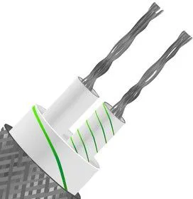 XF-1292-FAR, Thermocouple Extension Cable, Glass Fibre, Insulated, Flat Pair, Braided, Type KX, 7/0.2 mm, 50 m
