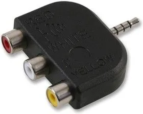 PS000173, Аудио адаптер, 3.5mm 4 Pole Plug, Гнездо RCA / Phono x 3