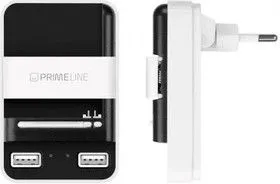 2313, Зарядное устройство Deppa Универсальное CЗУ для АКБ, 1A, 2 USB, белый/черный, Prime Line