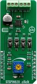 MIKROE-3544, Add-On Board, STSPIN820 Click Board, Stepper Motor Driver, MikroBUS Connector