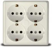 Розетка 4-м ОП Олимп с заземл. квадрат беж. UNIVersal 1171