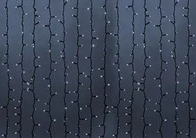 235-125, Гирлянда Светодиодный Дождь 2х1,5м, постоянное свечение, черный провод, 230 В, диоды БЕЛЫЕ, 360 LE