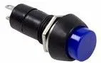 36-3041, Выключатель-кнопка 250V 1А (2с) (ON)-OFF Б/Фикс синяя