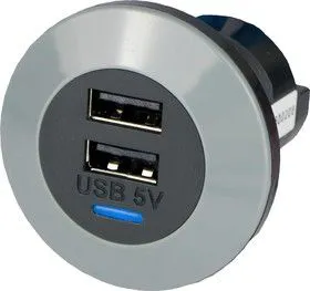 PV65R DFF, USB гнездо зарядного устройства, PV65R Series, 1.5 А, 2 Порта, USB Типа A