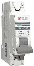 Автоматический выключатель 1P 5А (C) 4,5kA ВА 47-63 EKF PROxima