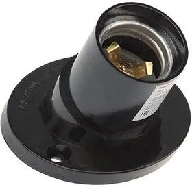 11-8817, Патрон карболитовый настенный Е27 черный c этикеткой наклонный